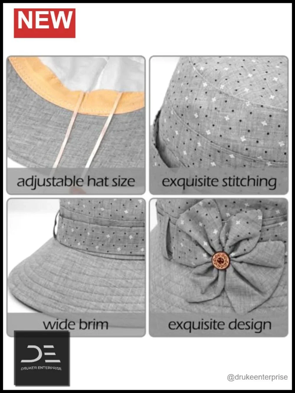 Vintage Bucket Hat with Star Print Adjustable